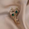 Green Tulip Brooch Premium Sense Light Luxury High-end Women's Delicate Rhinestone Brooch Suit Temperament Pin with Accessories