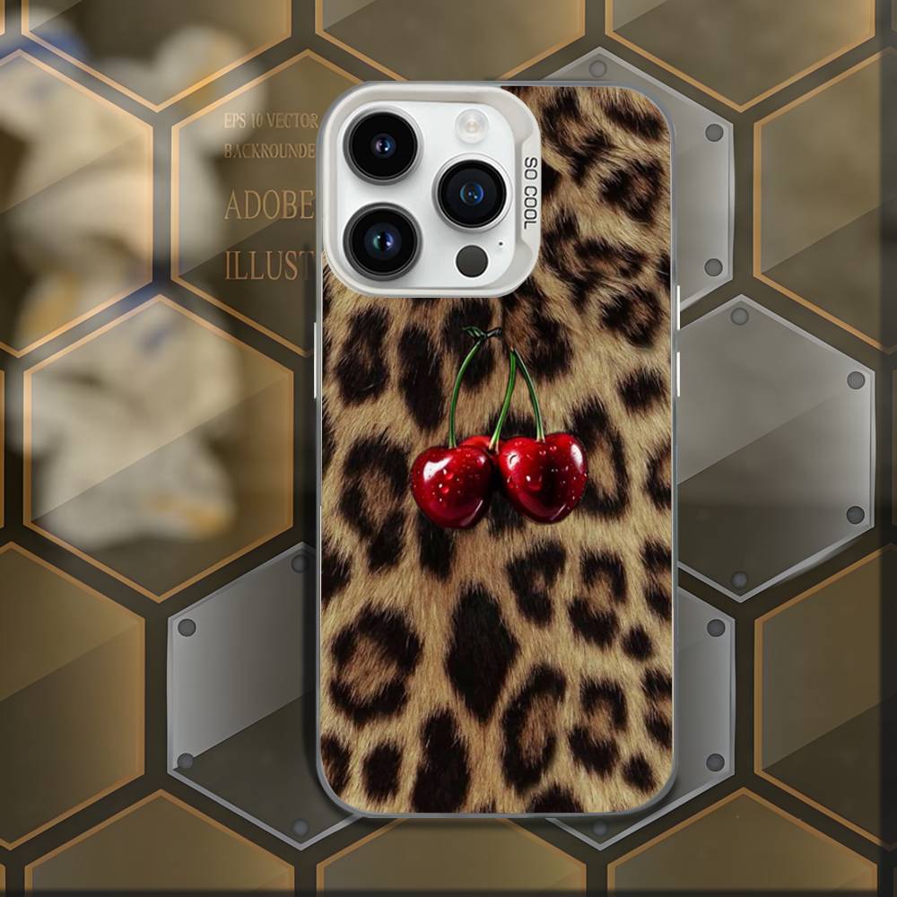 Luxury fashion leopard print Phone Case For iPhone 16,15,14,13,12,11,Mini,Pro,E,MAX White Candy Matte Shockproof Cover
