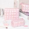 Pink Fashion Women Makeup Storage Bag Handbag Travel Organizer Toiletry Cosmetic Pouch Bubble Grid Luxury Ladies Clutch Bag