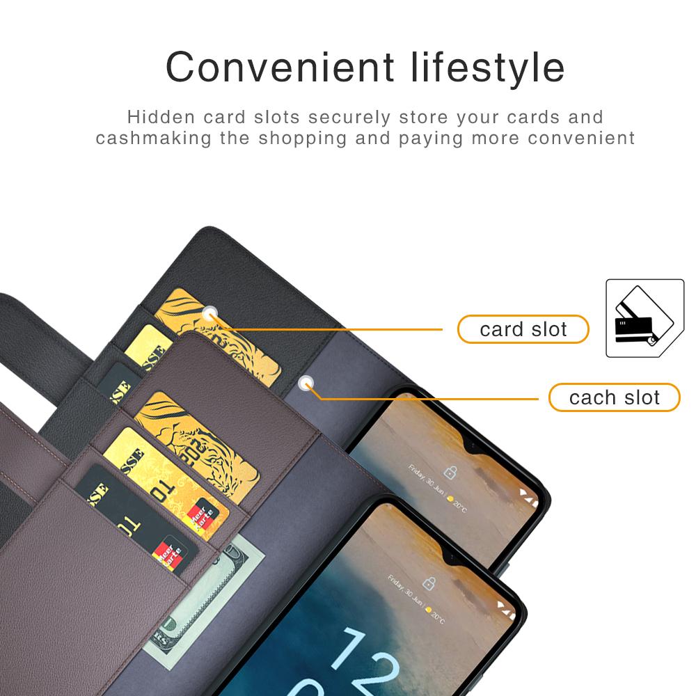 Für Nokia G22 4G Echtes Rindsleder Brieftasche Handyhülle Faltständer Schutzhülle