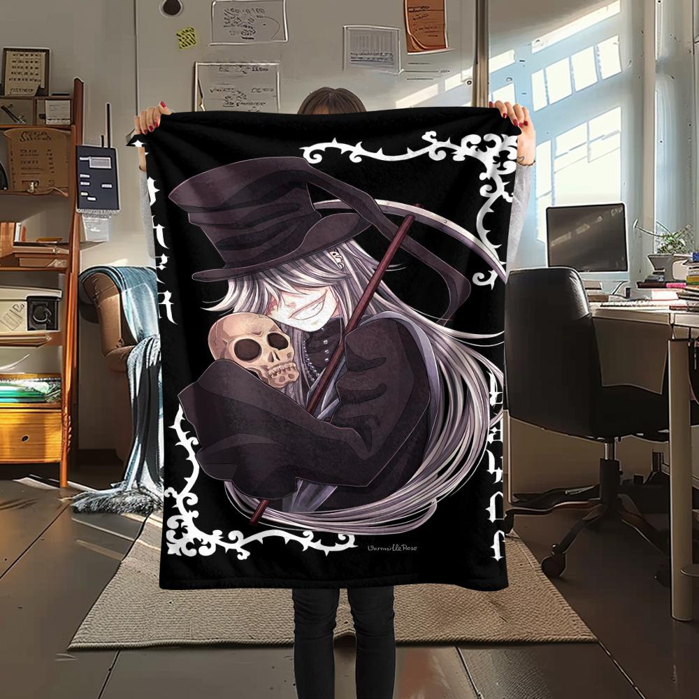 1PC Black Butler Print Flannel Blanket, High quality All Seasons, Home Decor, Warmth and Comfort, Perfect for Christmas Gifts