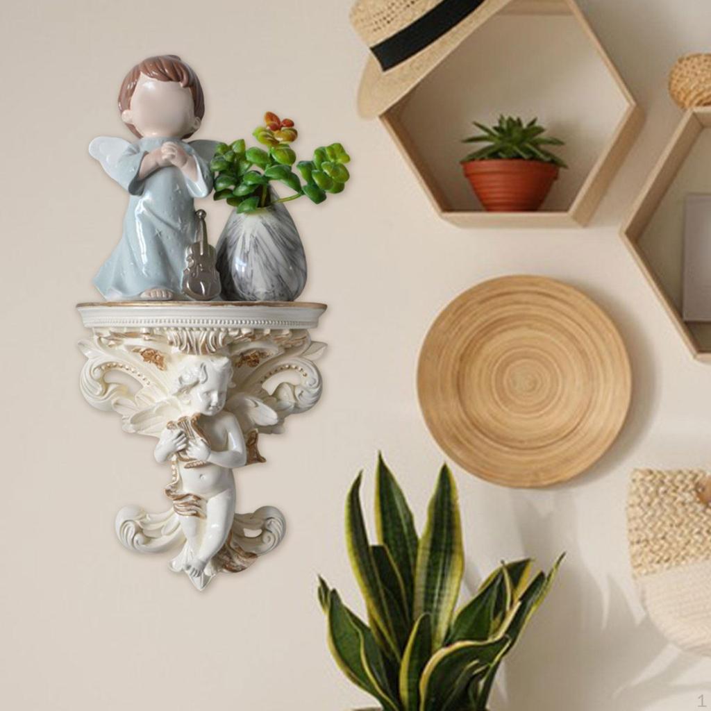 Candleholder Display On Floating Shelf with Angel Figurine for Dining Area