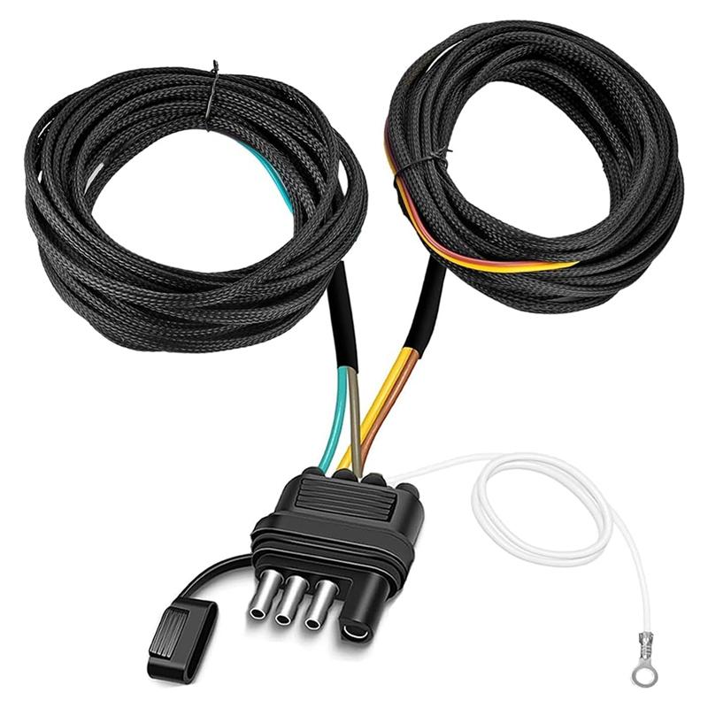 26FT Trailer Wiring Harness Kit, 4 Pin 5 Wire Trailer Wiring Harness, Boat Trailer Wiring Harness,Flat Trailer Connector чёрный