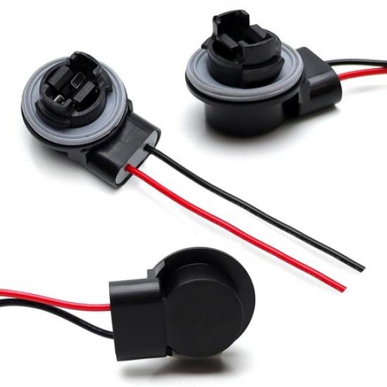 3156 2-Tab Socket w/ Pre-Wire Harness For Repair, Replacement, tall LED Bulbs
