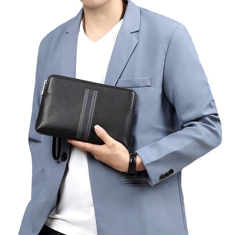 Men's Genuine Leather Large Capacity Clutch - Fashionable Envelope Bag In First Layer Cowhide