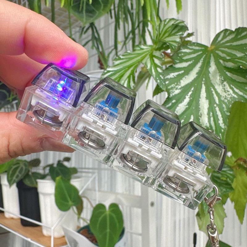 Toys Fidget LED Keyboard Keychain Crystal Clicker Sensory Toy for Stress Relief Keyboard Keychain Fidget Gadget for Adults Kids