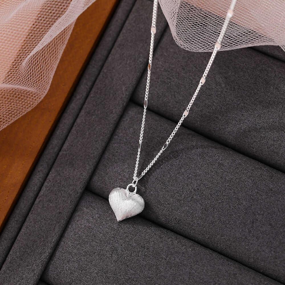 Brushed Heart Pendant Necklace Minimalist Layering Choker Dainty Delicate Jewelry For Women Simple Elegant Everyday Wear