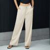 Satin Wide Leg Pants for Women Drawstring Elastic High Waisted Flowy Dressy Lounge Pants Loose Straight Leg Trousers Women's Business Casual Outfits