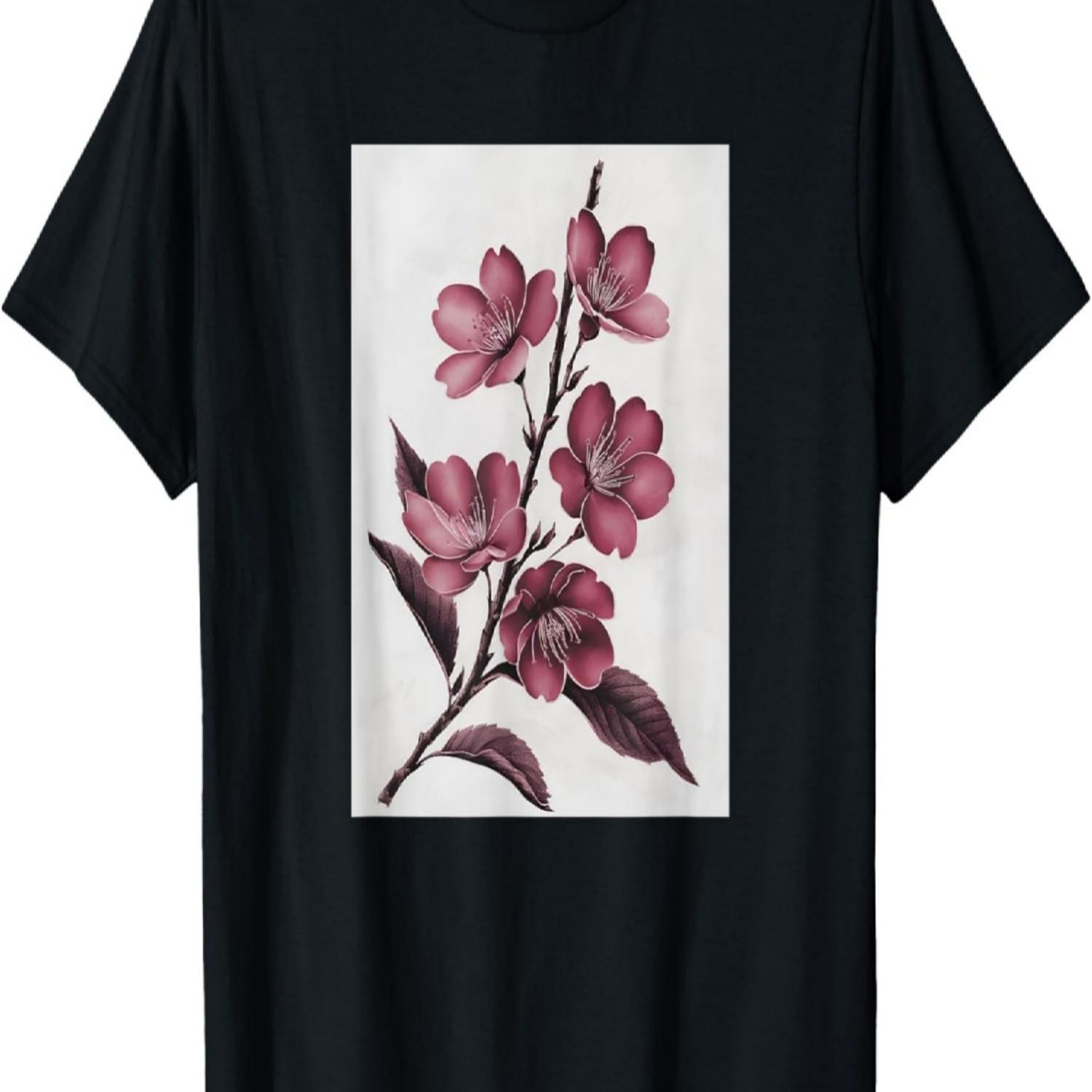 

Pink Cherry Blossoms Monochromatic Nature T-Shirt S чёрный