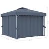 Gazebo with Curtains & LED String Lights 3x3 M Anthracite