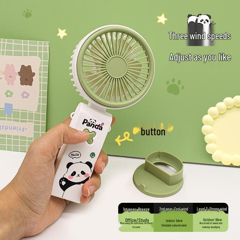 Cute Mini Handheld USB Fan & Phone Holder - Powerful Wind