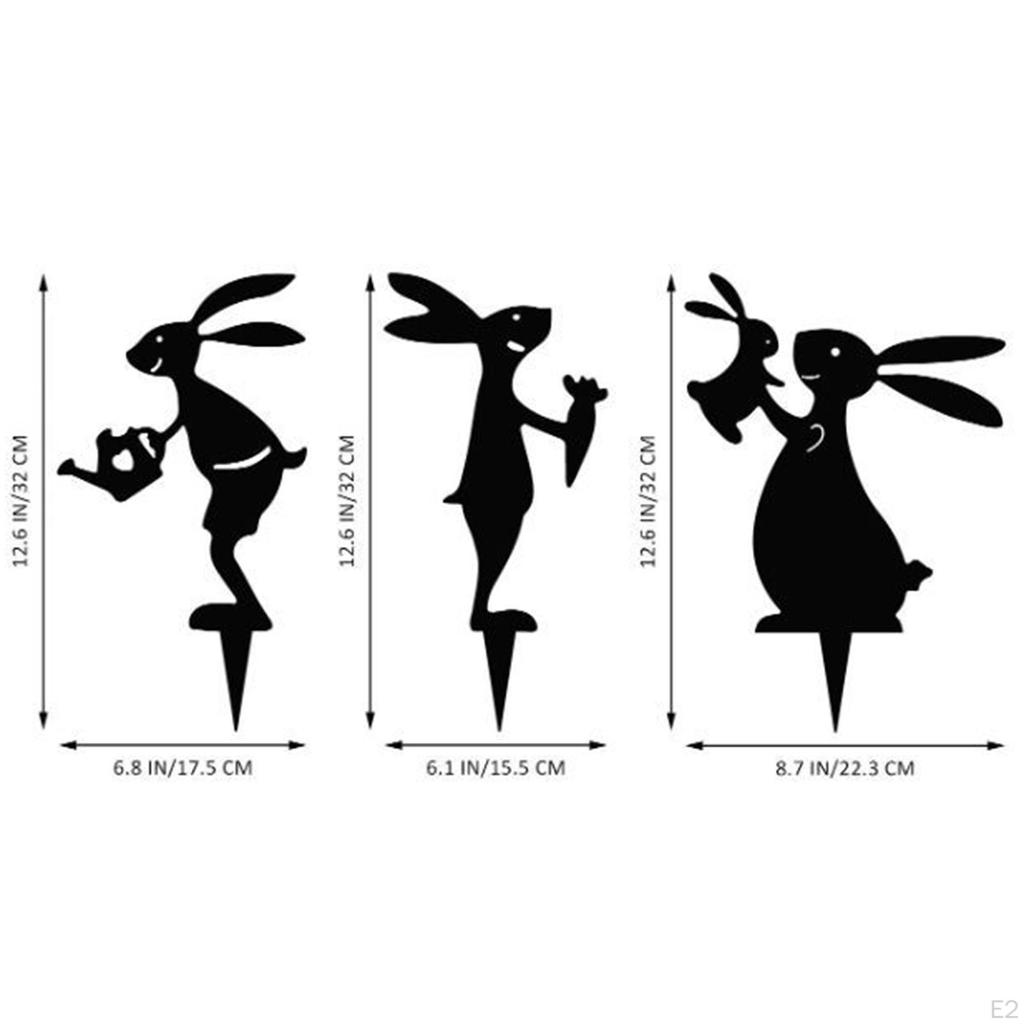 3x Metal Art Backyard Stakes Ground Inserts Creative Decorative Outdoor Decor Ornament for