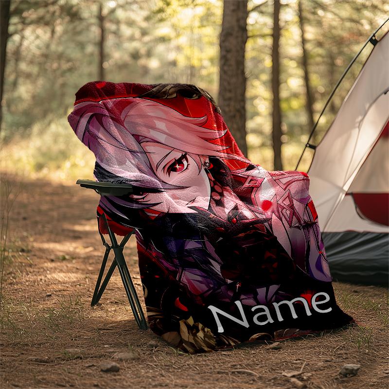 Pătură Personalizată cu Nume - Design cu Personaje Genshin Impact, Pătură pentru Canapea, Pat, Călătorii, Camping - Moale și Călduroasă, Cadou Minunat