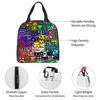 Cartoon Geometry D-Dashs Video Game Insulated Lunch Bag for School Office Resuable Cooler Thermal Bento Box Women Men
