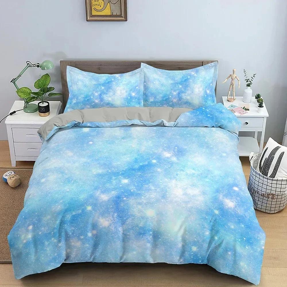 3D Sternenhimmel Bettbezug Set Luxus Galaxy Druck Bettwäscheset King Queen Full Bettdeckenbezug mit Kissenbezug Schlafzimmerdeko