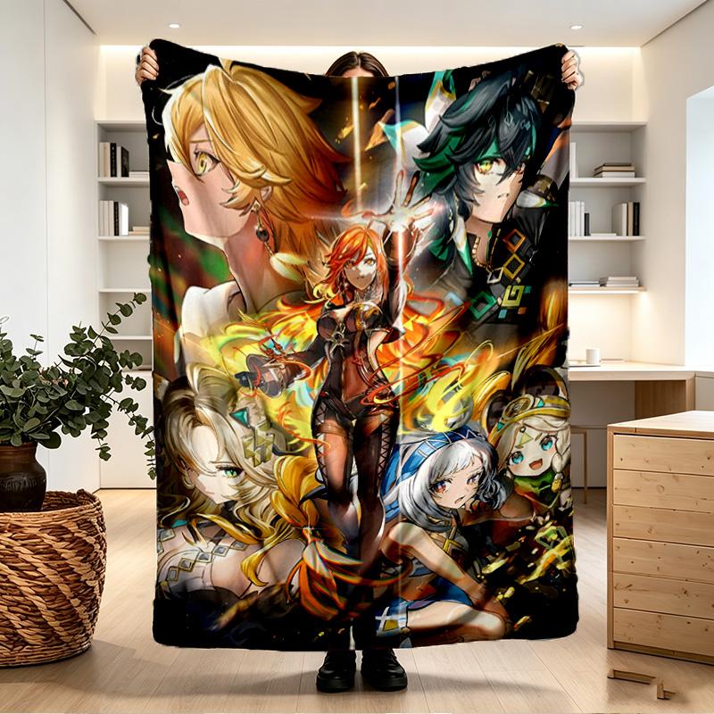 Genshin Impact Print Decke - Weich & Bequem, für Schlafzimmer, Reise, Sofa, Heimdekoration - Geburtstags-Weihnachtsgeschenk für Freund