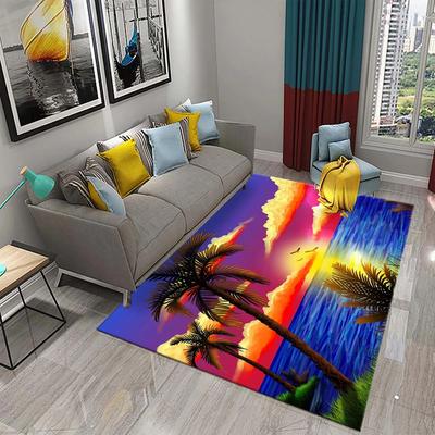 3D bunter Cartoon Sonnenaufgang Teppich für Badezimmereingang rutschfeste Matte Küche Wohnzimmer Kinderzimmer Dekoration Bodenteppich Teppiche