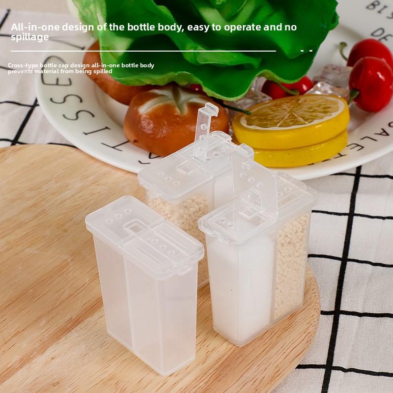 1Pcs Plastic Divided Spice Bottle Portable Travel Mini Dual Compartments Kitchen Storage Box Safety Material Compact