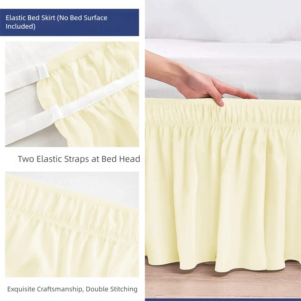 Soft Solid Color Ruffled Bed Skirt Three Sides Elastic Edge Bed Side Skirt Breathable Easy Care Bed Dust Cover Bedding Accessory