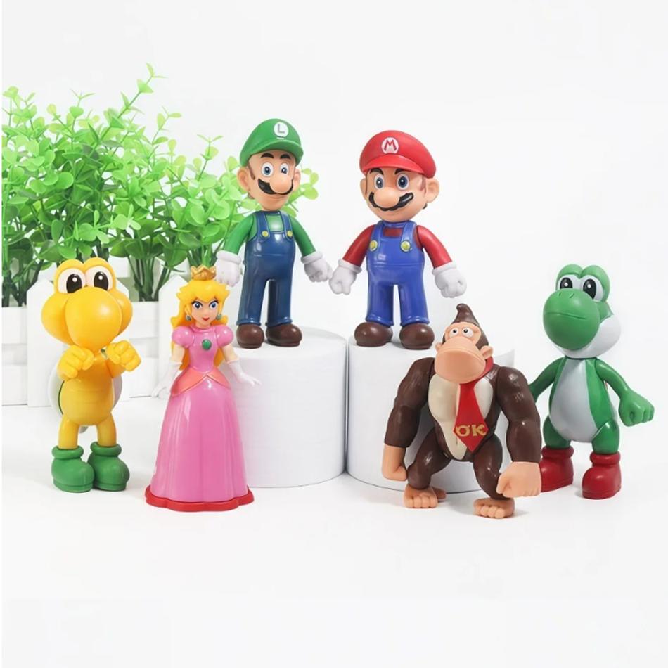 6/12pcs S Marios Bros PVC Action Figure Toys Dolls Model Set Luigi Yoshi Donkey Kong MushroomFor Birthday Gifts decorative