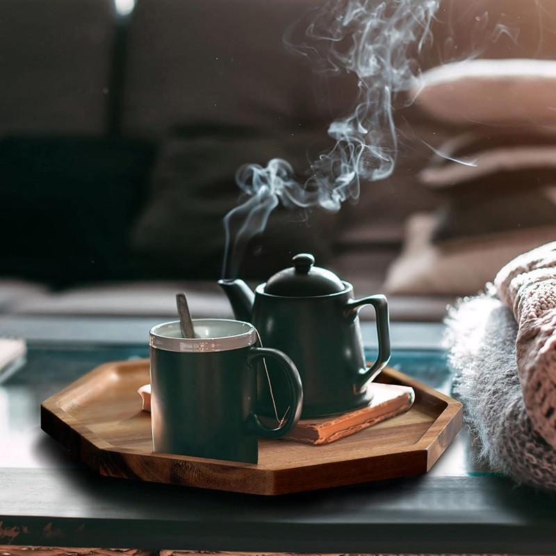 Akáciové dřevěné podnosy Servírovací talíře Osmiúhelníkový servírovací podnos Prkénko na chléb na ovoce, salát, sýrový talíř, podložky pod talíře