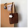 Versatile Corduroy Printed Tote Bag Student Class Make-Up Bag Large Capacity Shoulder Bag Strawberry Canvas Bag Bag