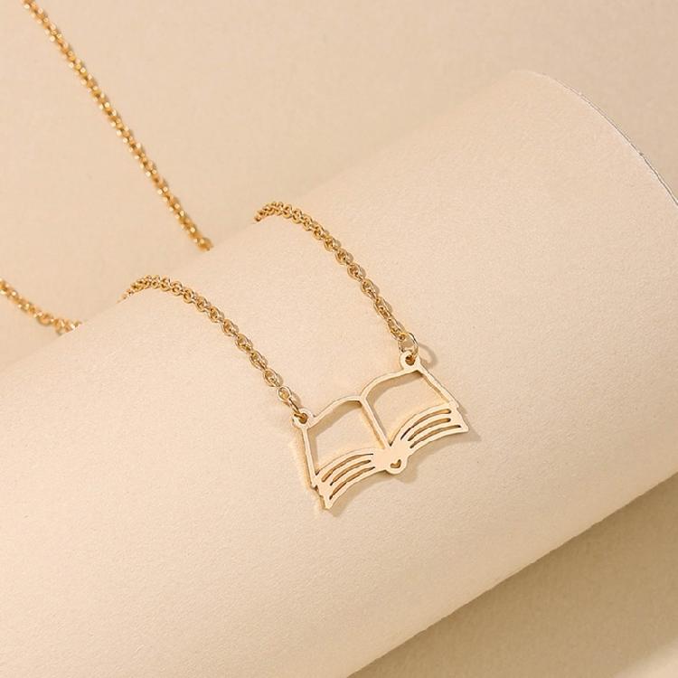 Modische Abschlusszeit Halskette Hohl Buch Anhänger Choker Schlüsselbein Kette