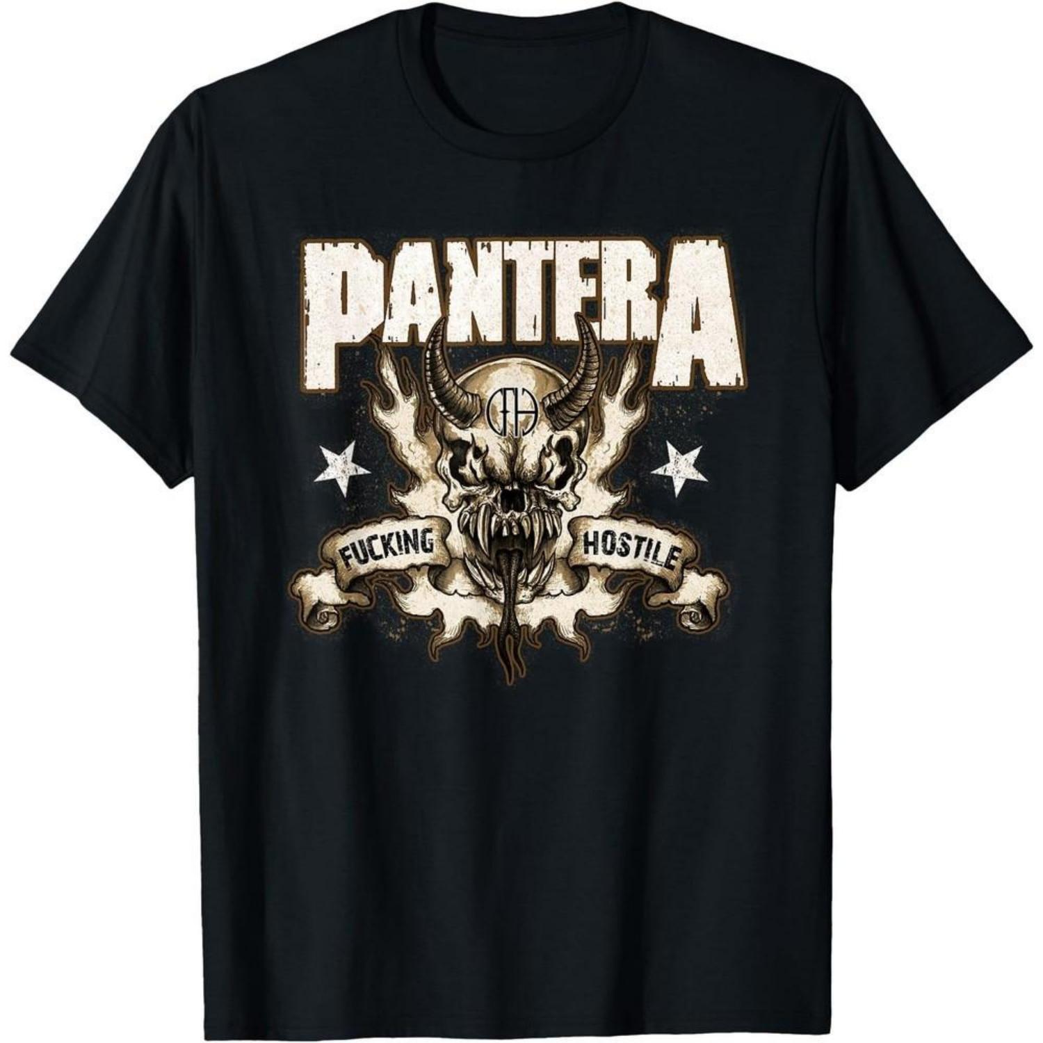 Pantera Hard Rock Metal T-Shirt Hostile Skull Shirt Gift for Fans Unisex T-Shirt S