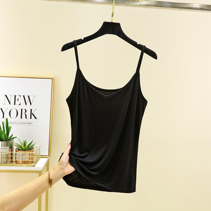 

Modal Spaghetti Strap Women s Tank Top - Summer Thin Inner/Sleeveless Base Layer, Plus Size Loose Fit for a Slimming Look Large