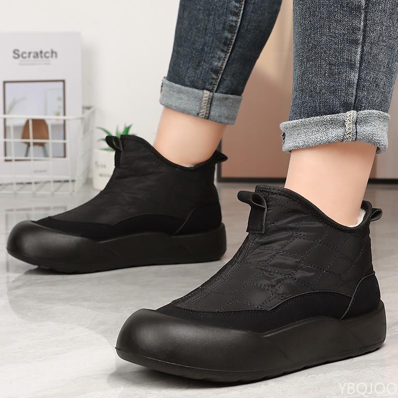 Mode Vintage Baotou Neue Damen-Baumwollschuhe mit weicher Sohle, hohem Schaft, Plüschfutter und vulkanisierten Baumwollschuhen Plataforma Mujer