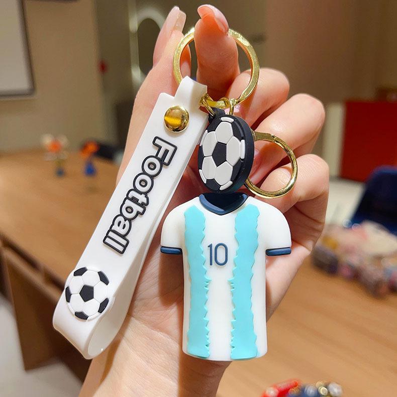 Cartoon Football Jersey Keychain: Cute Ronaldo, Messi, Mbappé, Neymar Car Bag Pendant, Non-Fading