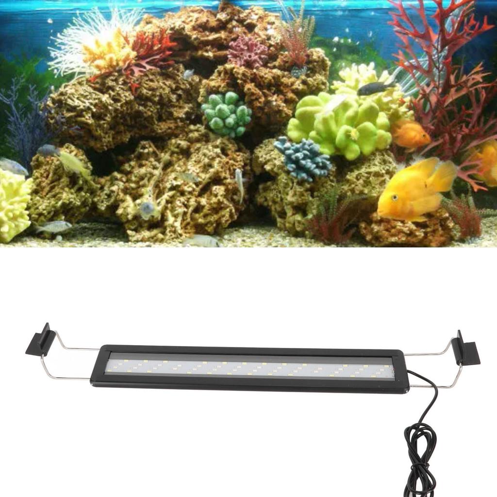 LED Aquariumleuchte 4 Reihen Spritzwassergeschützt dünner Fisch LED Farbwechselnde Leuchte mit ausziehbaren Halterungen Schwarz