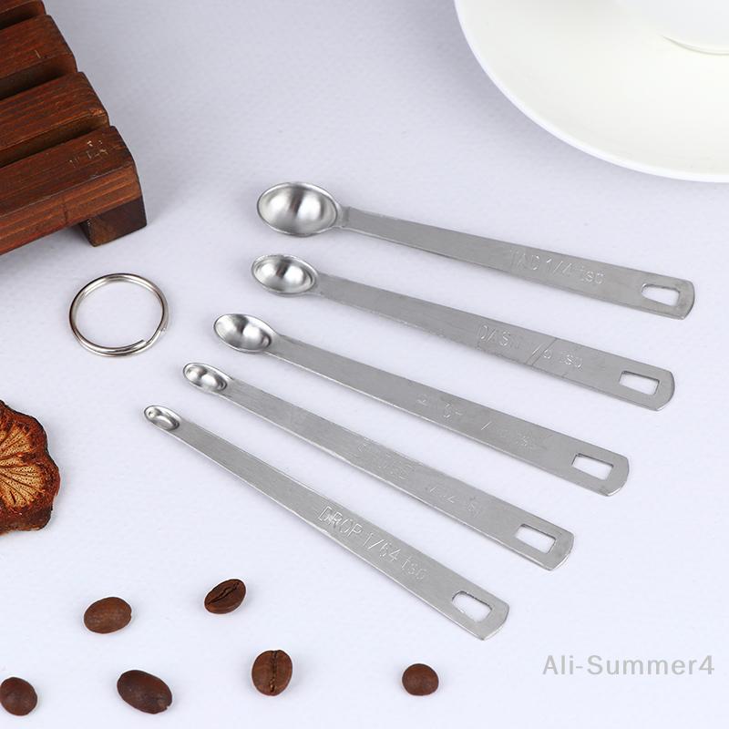 5Pcs/Set Stainless Steel Small Measuring Spoons Seasoning Dry And Liquid Ingredients Kitchen Accurate Cooking Gadgets