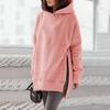 Long Sleeve Hooded Padded Women's Sweatshirt Solid Color Pocket Loose Hooded Sweatshirt Plus Size Women