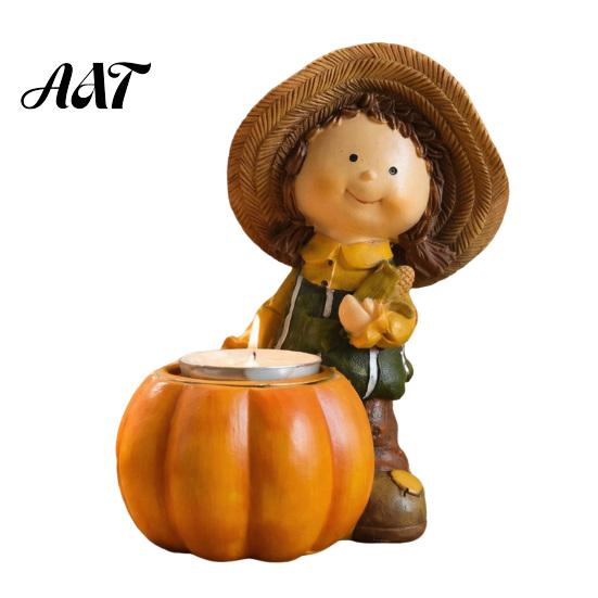 Waterproof Garden Holiday Accents Autumn Harvest Figurine Ornament, Decorative Resin Statue, Turkey/Scarecrow/Pumpkin Unique Gift for Friends Tabletop