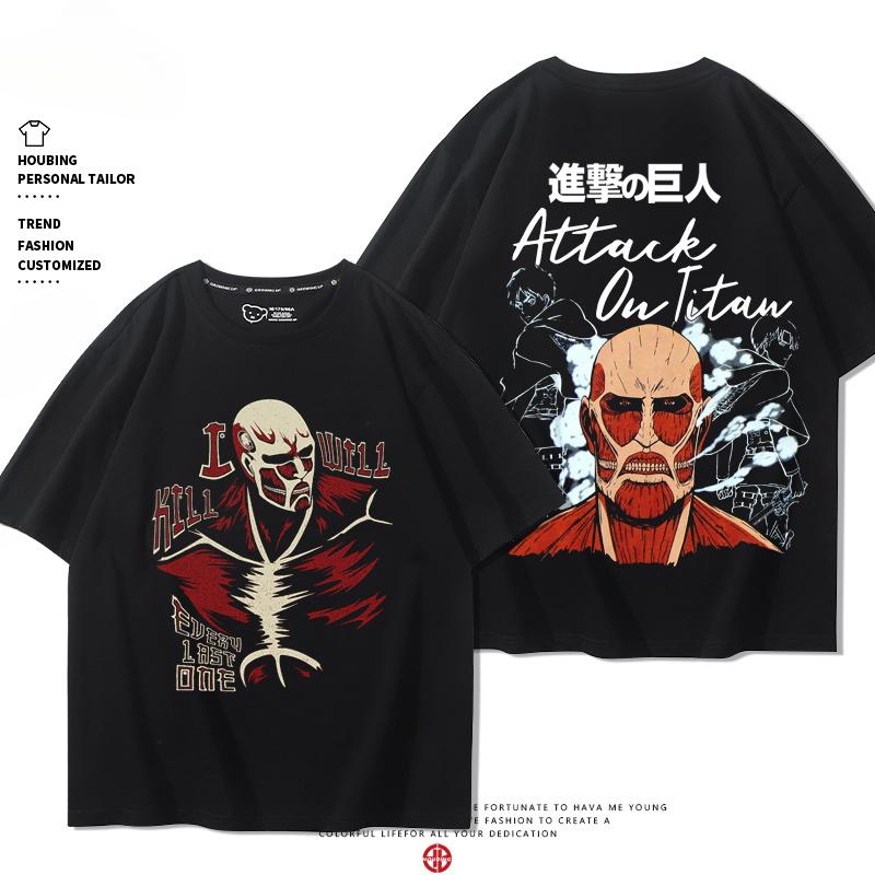 Summer 100% Cotton T-shirt Attack Giant Wings of Freedom Clothing Sergeant Alan Mikasa Around Short-sleeved Men