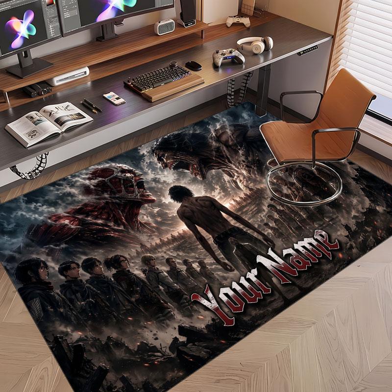 Custom Name Crystal Velvet Rug,Attack on Titan Comfortable Anti Slip Floor Mat For Room Decoration