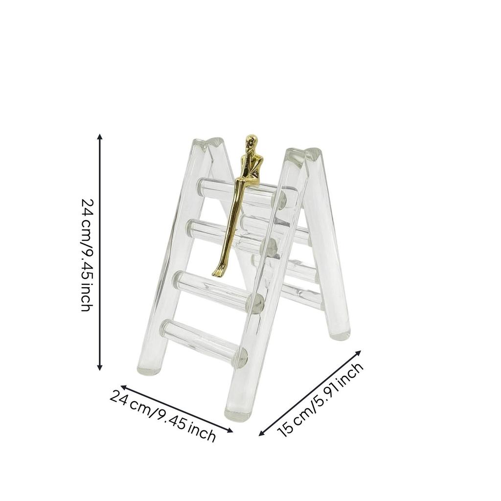 Statue with Crystal Glass Stairs Modern Thinker Figurine Minimalist for Entryway