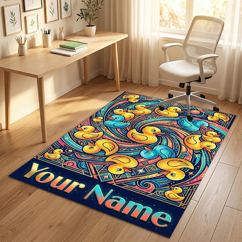 Celebration Party Theme Crystal Velvet Rug Personalized Custom Name Text Soft Floor Mat Home Decor