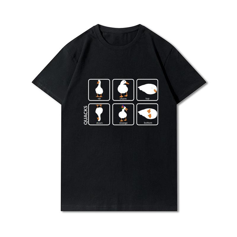 Letní trička větší velikosti pro ženy Whisling Duck Potištěné Neformální tričko s krátkým rukávem Topy 100% bavlna Oversize O Trička s výstřihem