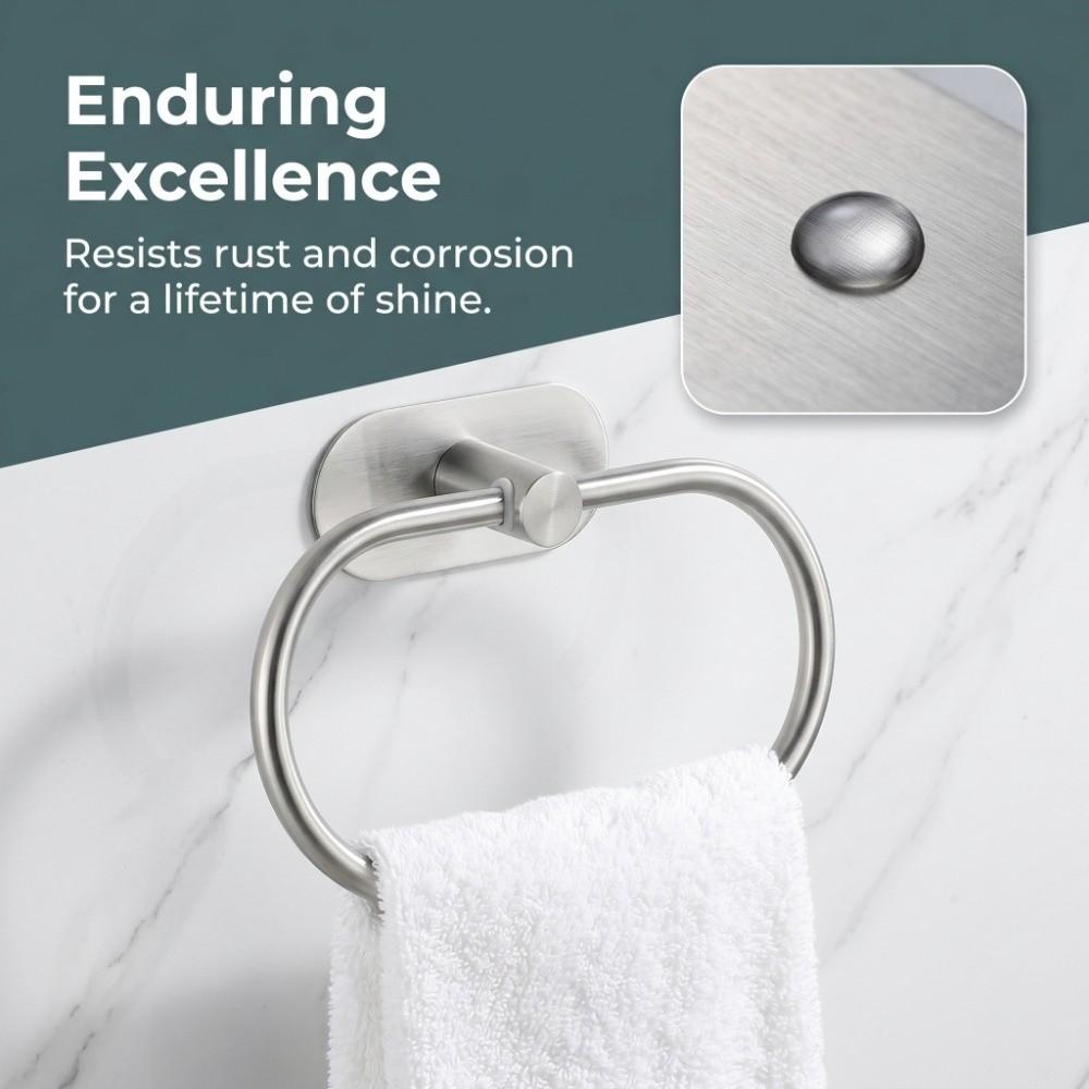 Oval Shaped Towel Ring Stainless Steel Towel Rack Bathroom Kitchen Restroom Laundry Room