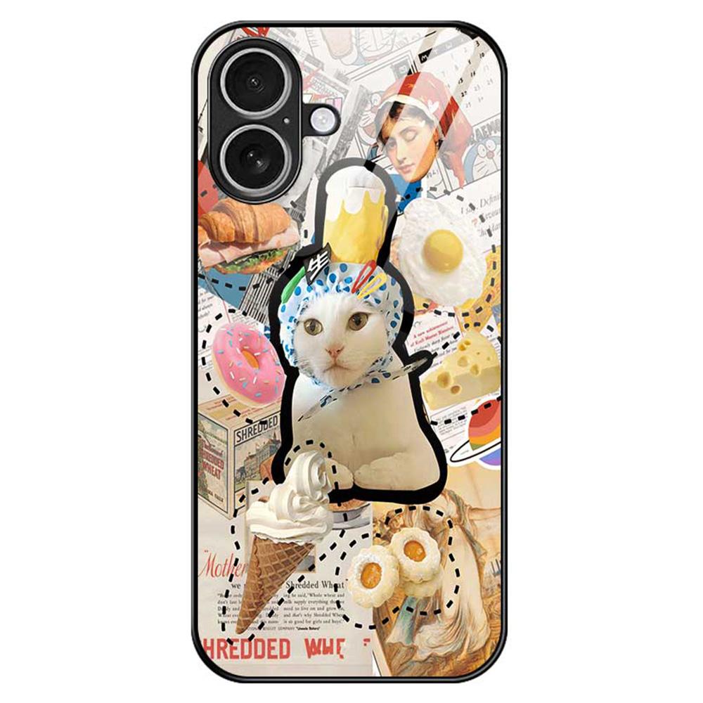 For iPhone 17 Case TPU PC Tempered Glass Pattern Printing Anti Drop Phone Back Cover