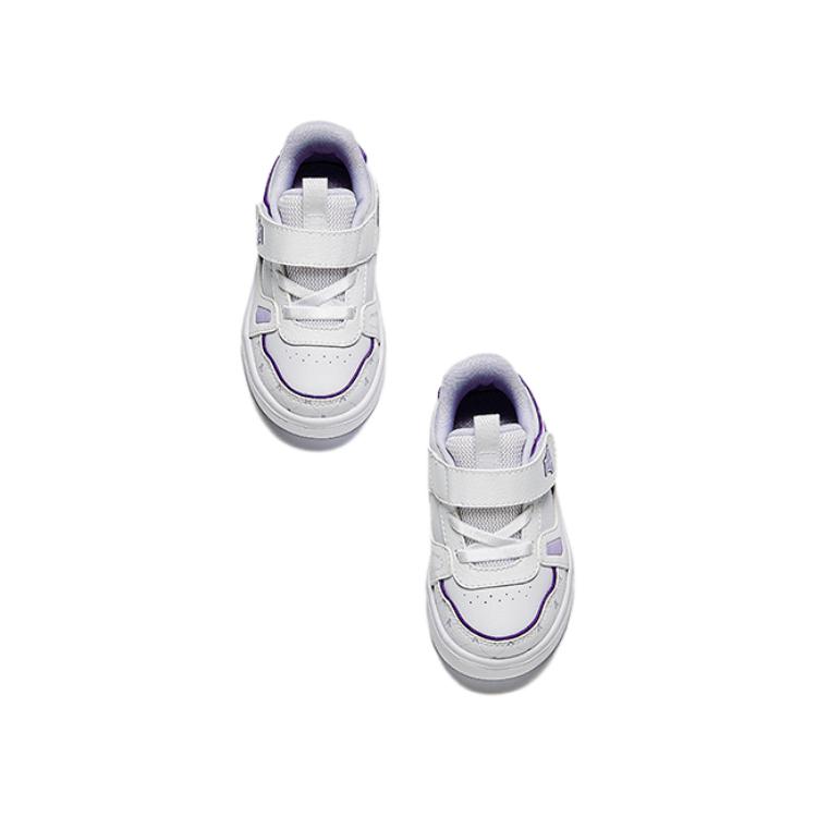 Anta Comfortable Non-Slip Durable Low-Top Walking Shoes Baby Shoes White Purple 322430031-2