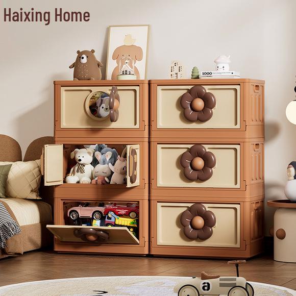 Foldable Plush Toy Storage Basket - Extra Large Flip-Top Box for Living Room