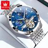 OLEVS 6705 Luxury Man Watch Fashion Skeleton Flywheel Moon Phase Starry Sky Original Automatic Mechanical Wrist Watches for Men