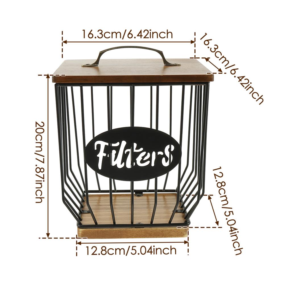 Coffee Capsules Holder Metal Large Capacity Coffee Pod Organizer with Wooden Lid for for Coffee Bar Counter Storage Container