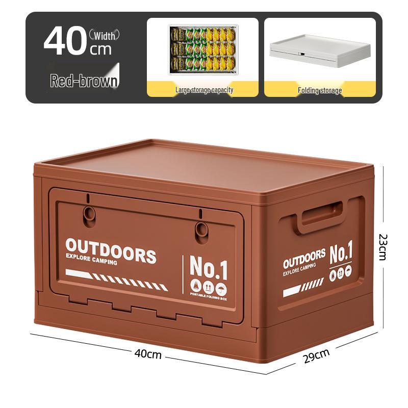 Extra Large Outdoor Storage Box: Side-Opening, Wood Lid, Foldable Camping & Car Trunk Organizer