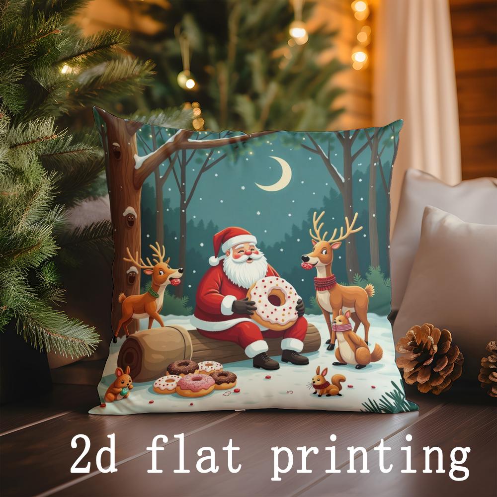 Home Decor Christmas Themed Digital Print Pillow Covers Pattern Cushion Cover Suitable for Sofa Bedroom Car Pillow Cover