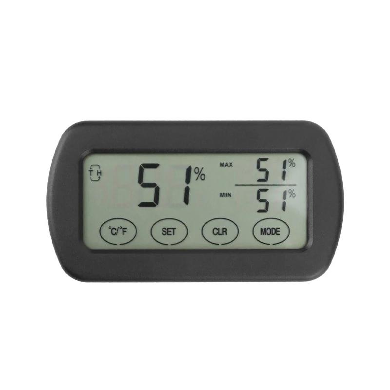 

1 шт. Мини-гигротермограф для разведения, Сигнализация высокой и низкой температуры и влажности, Дизайн с сенсорным экраном, Функция будильника, Большой экран чёрный
