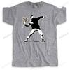Hot Sale Unisex Streetwear T Shirt Cotton Tshirt Unisex Flower Thrower Banksy Panda Guns Urban Art Funny Summer Top Tees Unisexs Tshirt